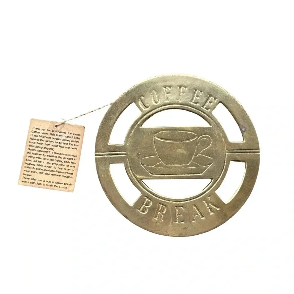 Vintage Brass Coffee Trivet - Picture 2 of 4